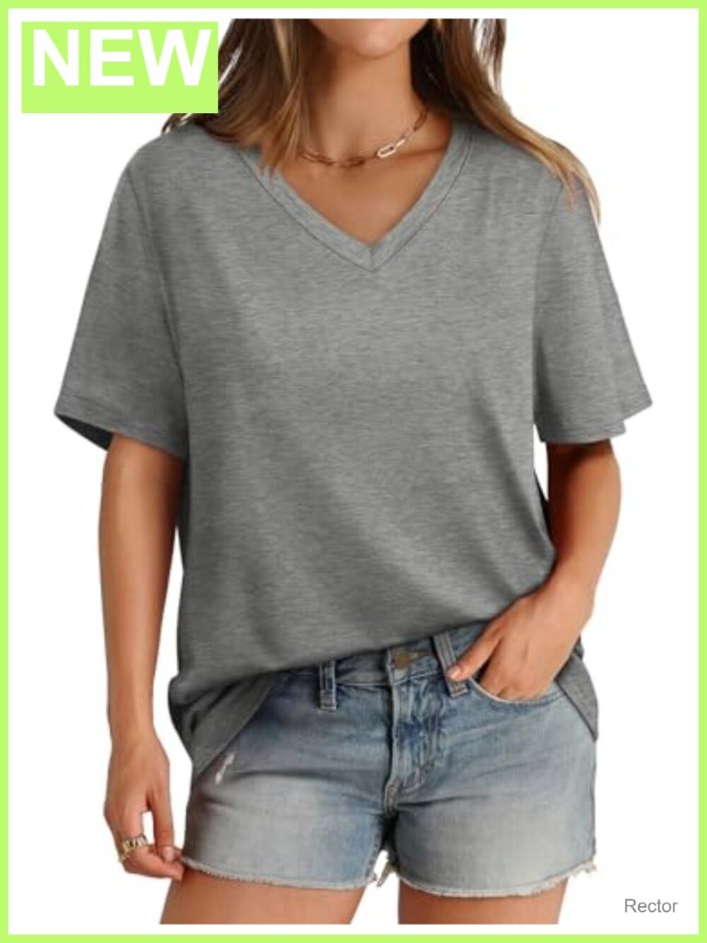 Womens V Neck Short Sleeve T Shirt Loose Fit Summer Casual Tee